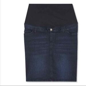 NWOT Blue Denim Maternity Skirt With Wide Waistband
